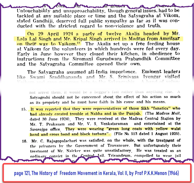 sikh fanatics in vaikom satyagraha